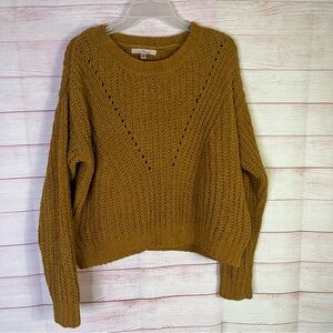 Love Tree Soft Cozy Oversized Knit Cropped Box  Style Mustard Sweater Size Large